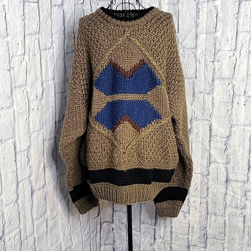 STREET‎ SCENES Multicolored Crochet Heavyweight Men's Sweater Large